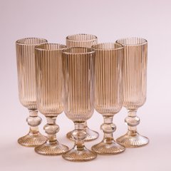 Бокалы под шампанское высокие бокалы рифленые из толстого стекла 6 штук Tea Color HP7116TC фото
