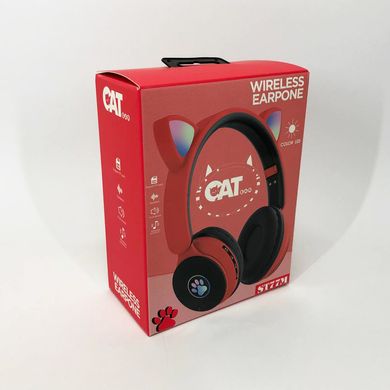 Бездротові навушники ST77 LED з котячими вушками, що світяться. Колір: червоний ws38716-1 фото