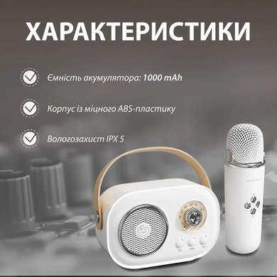 Колонка з мікрофоном блютуз акустика бездротова колонка для телефону Білий C20W фото