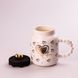 Кухоль керамічний Creative Show Ceramic Cup 400мл з кришкою чашка з кришкою Біла з чорними сердечками HPCY8371WB фото 2
