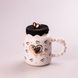 Кухоль керамічний Creative Show Ceramic Cup 400мл з кришкою чашка з кришкою Біла з чорними сердечками HPCY8371WB фото 1