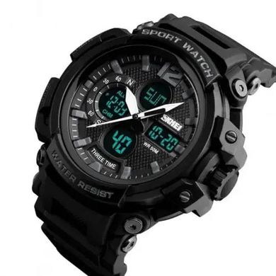 Годинник наручний чоловічий SKMEI 1343BK BLACK, годинник тактичний протиударний. Колір: чорний ws15273-1 фото