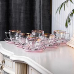 Чашки зі блюдцем скляні прозорі набір на 6 осіб HP571 фото