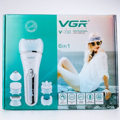 Епілятор акумуляторний для обличчя та тіла жіночий 6 в 1 VGR домашній тример для видалення волосся USB VGR V-733 V733BL фото
