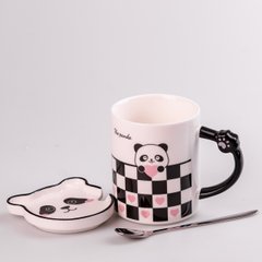Чашка керамічна The Panda 350мл з блюдцем та ложкою кухоль із блюдцем і ложкою Клітка HPCY8369CE фото