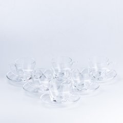 Набір чашок із блюдцями прозорі 6 штук HP572 фото