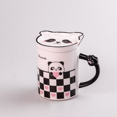 Чашка керамическая The Panda 350мл с блюдцем и ложкой кружка с блюдцем и ложкой Клетка HPCY8369CE фото