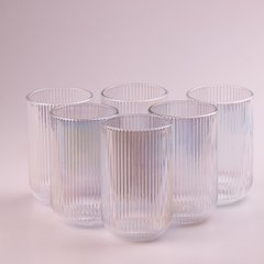 Склянка для напоїв висока фігурна прозора ребриста з товстого скла набір 6 шт Rainbow HP7113RB фото