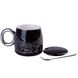 Чашка керамічна Golden Romance 400мл з кришкою і ложкою кухоль для чаю Чорний HP405B фото 1