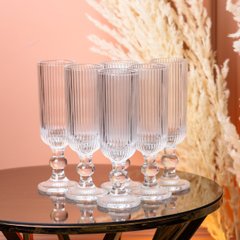 Бокалы под шампанское высокие бокалы рифленые из толстого стекла 6 штук HP7116 фото