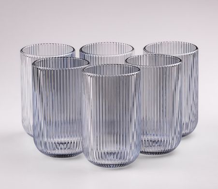 Ребристі склянки набір високих склянок 6 шт 400 мл Блакитний HP7113BL фото