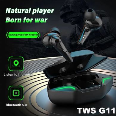 Беспроводные TWS наушники Bluetooth Bakey G11 с микрофоном. Кейс, повербанк, LED подсветка. Цвет: черный ws68251 фото