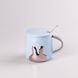 Кухоль керамічний Rabbit 300мл з кришкою та ложкою чашка з кришкою чашки для кави HPCYM0877BL фото 1