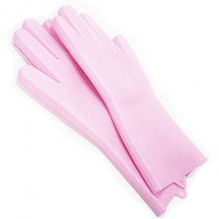 Силіконові рукавички Magic Silicone Gloves Pink для прибирання чистки миття посуду для будинку. WB-154 Колір рожевий 12025 фото