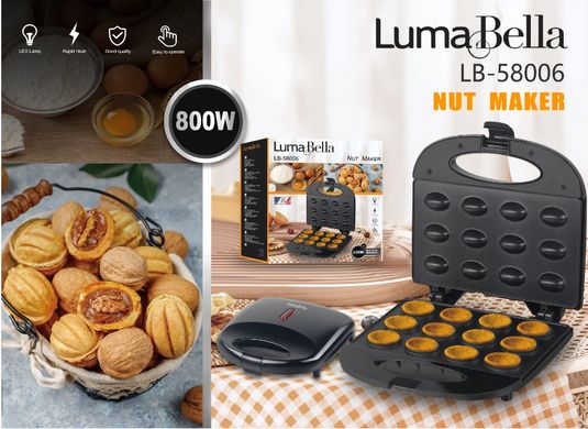 Електрогорішниця Luma Bella вафельниця для 12 горішок 800W горішниця з антипригарним покриттям електро LB58006 фото