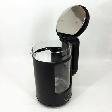 Электрочайник Rainberg RB-2220 стеклянный, дисковый прозрачный. Чайник с подсветкой 2200W. Цвет: черный ws65761 фото