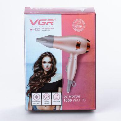 Фен для волосся з концентратором 1000 Вт іонізація 2 режими роботи HPV432BE фото