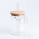 Чашка скляна 0.5 (л) з дерев'яною кришкою та трубочкою Орнамент HP7214D фото 2