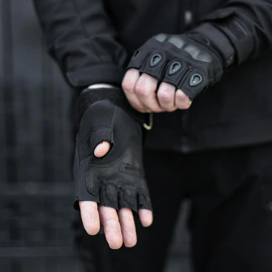 Тактические рукавички с открытыми пальцами и усиленным протектором Oakley ( M, L, XL) ВС-4624-bk фото