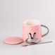 Кружка керамическая Rabbit 300мл с крышкой и ложкой чашка с крышкой чашки для кофе Розовый HPCYM0877P фото 2