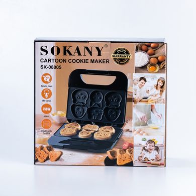 Мультипекар для оладок панкейків Sokany на 6 штук 750 Вт з формочками для дітей SK08005 фото