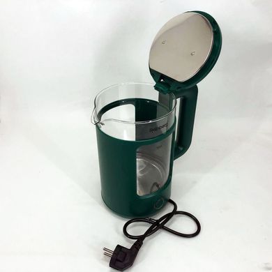 Електрочайник Rainberg RB-2220 скляний дисковий прозорий. Чайник із підсвічуванням 2200W. Колір: зелений ws65761-3 фото