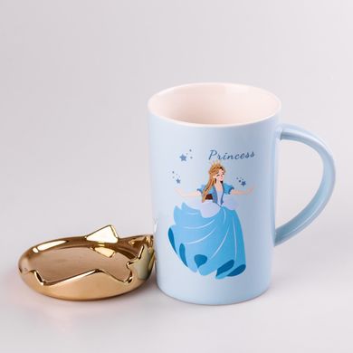Чашка керамическая Princess 450мл с крышкой чашка с крышкой чашки для кофе Голубой HPCYM0845BL фото