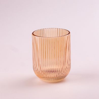 Склянка для напоїв фігурна прозора ребриста з товстого скла набір 6 шт Бурштиновий HP7112A фото