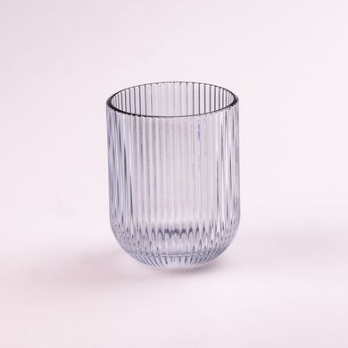 Склянка для напоїв фігурна прозора ребриста з товстого скла набір 6 шт Блакитний HP7112BL фото