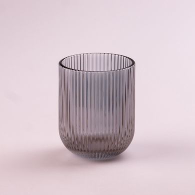 Склянка для напоїв фігурна прозора ребриста з товстого скла набір 6 шт Сірий HP7112G фото