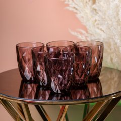 Склянка для напоїв фігурна гранована з товстого скла набір 6 шт Рожевий HP032P фото