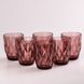 Склянка для напоїв фігурна гранована з товстого скла набір 6 шт Рожевий HP032P фото 3