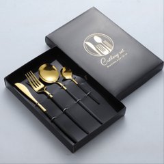 Набір столових приборів Cutlery set із нержавіючої сталі на 1 персону 4 штуки Чорний HP96916 фото