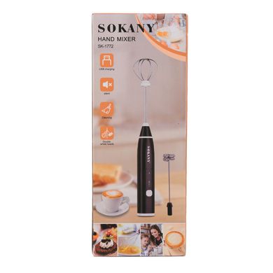 Спінювач молока Sokany SK-1772 Hand Mixer USB 1200mAh Black збивалка для молока SK1772B фото