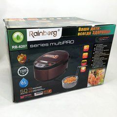 Мультиварка Rainberg RB-6207 З Фритюрницею, 12 Програм, скороварка пароварка мультиварка. QC-675 Колір коричневий 303332 фото