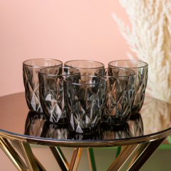 Склянка для напоїв фігурна гранована з товстого скла набір 6 шт Сірий HP032G фото