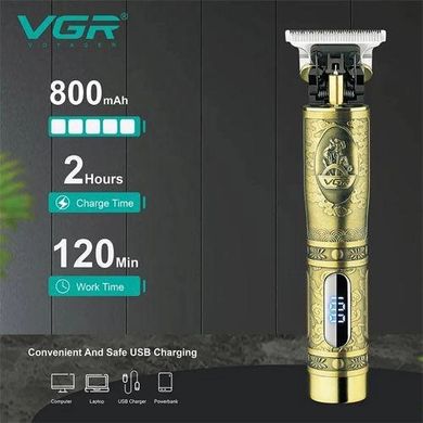 Тример для волосся і бороди VGR V-091 LED 3 насадки, Підстригальна машинка, Машинка окантувальна ws57837 фото