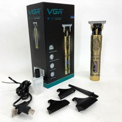 Тример для волосся і бороди VGR V-091 LED 3 насадки, Підстригальна машинка, Машинка окантувальна ws57837 фото