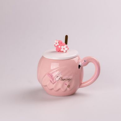 Чашка керамічна Flamingo 500мл з кришкою і ложкою чашки для кави HPCY8276FLAM фото