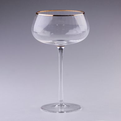 Коктейльные бокалы рифленые бокалы с золотой каймой фужер для коктейля 6 шт HP81 фото