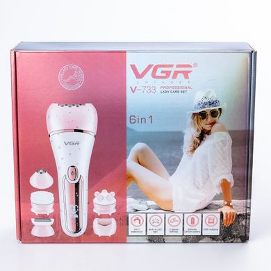 Эпилятор аккумуляторный для лица и тела женский 6 в 1 домашний триммер для удаления волос USB VGR V-733 V733P фото